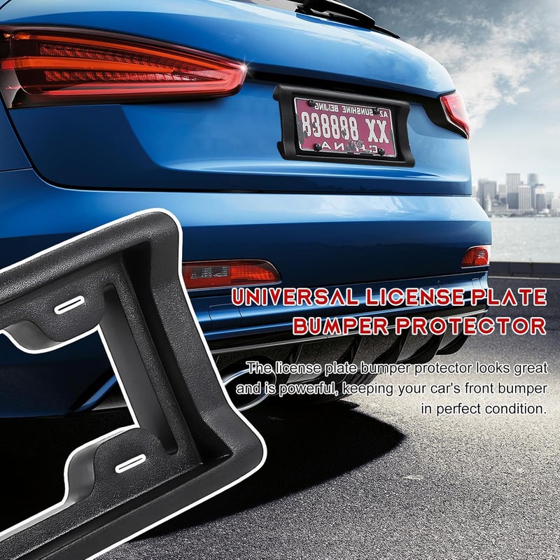 SHMZK License Plate Bumper Guard, 2.3" Thick EVA License Plate Mount Car Tag Frame Protector with Screws, Heavy Duty Front Bumper Protection License Plate Holder for Car SUV Truck - Image 4
